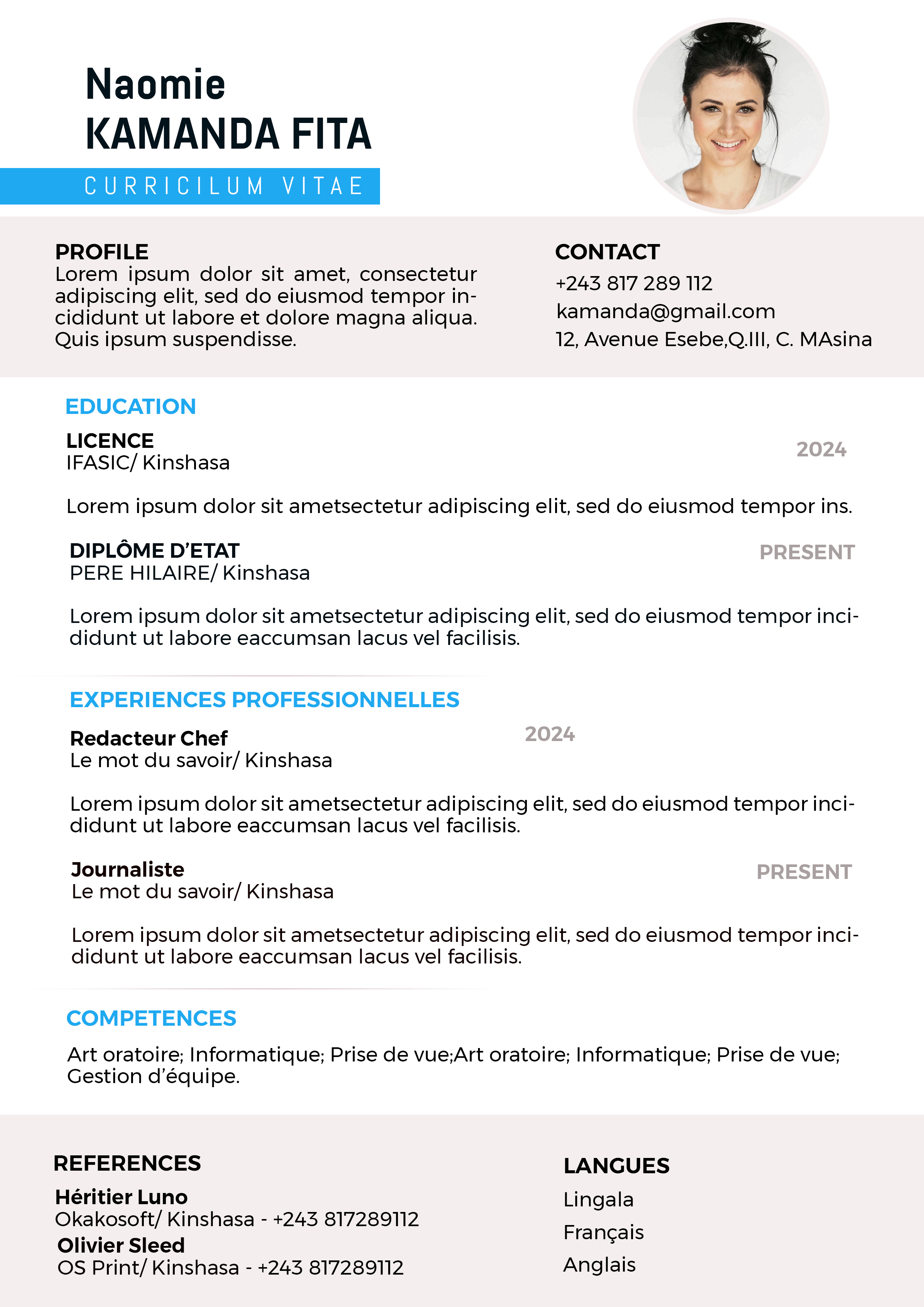 CV Professionnel + Photo